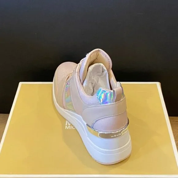 Michael Kors Georgie Soft Pink Trainer Wedges Sneakers Shoes Flat Multi Size NEW - Picture 4 of 6